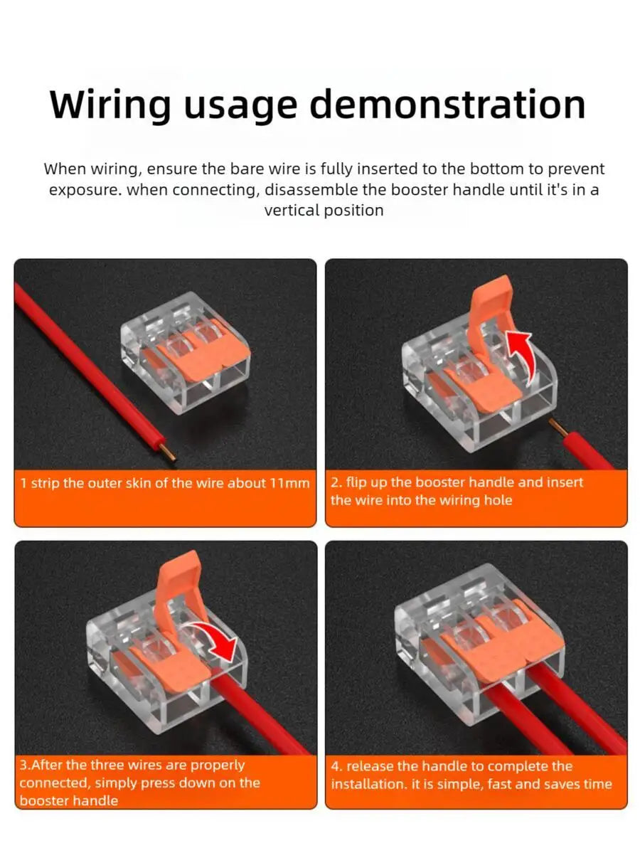 Wire Connector Electrical Lever Strip Connectors Cage Spring Universal Compact Quick Wiring Conductors Push-in Terminal Blocks