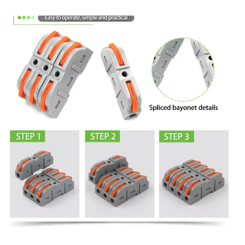 Boxed 34PCS Lever Quick Home Wire Connectors Terminals Conductor Spliceable Butt Wiring Block Reusable Electrical Connectors