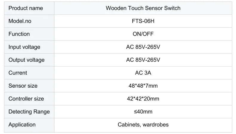 85V-265V AC LED Touch Switch, Suitable for Hidden Cabinet Installation, Can Penetrate 40MM Thickness Wood Touch Sensor