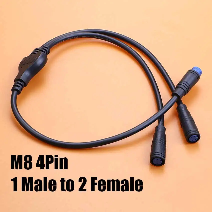 40cm M6 M8 1 Male To 2 Female Splitter Connector 2/3/4/5/6 Pin Waterproof Electric Butt Cable Plug Cord For E-Bike Signal Sensor