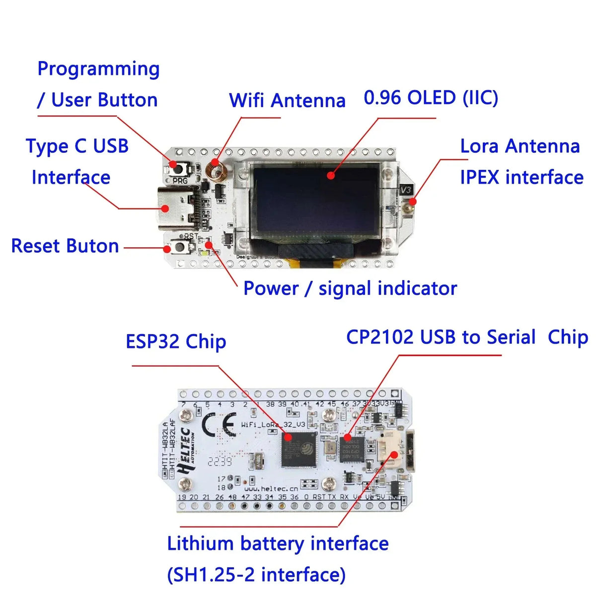 Heltec LoRa 32 V3 ESP32-S3 SX1262 WiFi IoT Development Board with 0.96 Inch OLED Display and Durable Case for Tech Enthusiasts