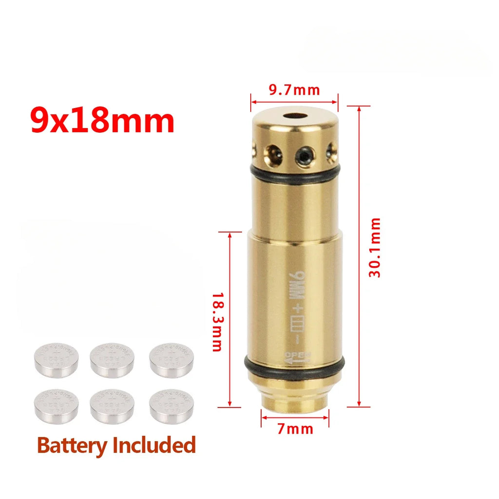 Tactical 9mm Red Dot Laser Training Bore Sight 9x19mm/380ACP/40S&W/223Rem Laser Training Bullet Dry Fire Laser Trainer Cartridge