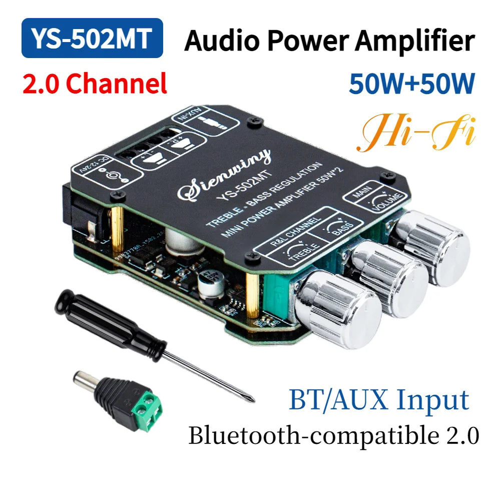 YS-MT21 2.1 Channel Bluetooth 5.0 Subwoofer Amplifier Board 50W X 2+100W Power Audio Stereo Amplifier Board Bass AMP AUX