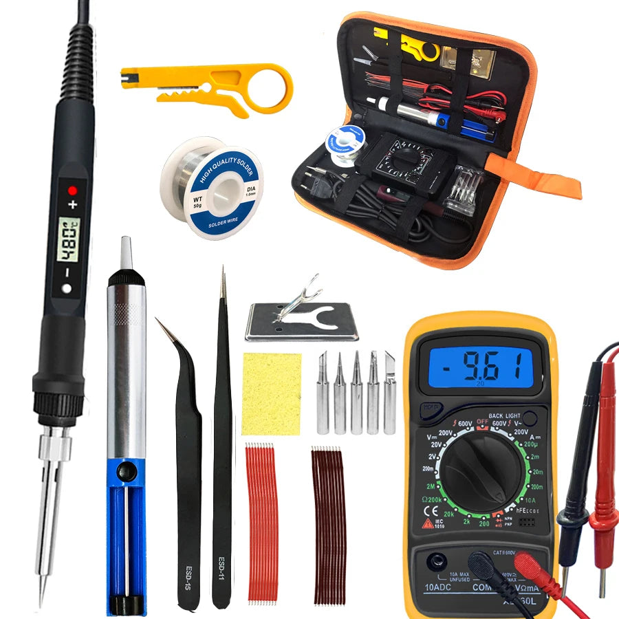 80W Digital Electric Soldering Iron Set Kit Temperature Adjustable 220V 110V  Ceramic Heater Soldering Tips Welding Tool  set