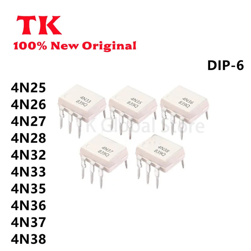 20Pcs New 4N25 4N26 4N27 4N28 4N32 4N33 4N35 4N36 4N37 4N38 DIP6 Optocoupler chip In Stock 100% Quatily
