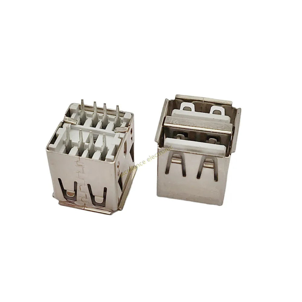 5/10Pcs Double USB Type A Female Solder Jacks Connector PCB Socket USB-A Type 90 Degrees / 180 Degrees Adapter