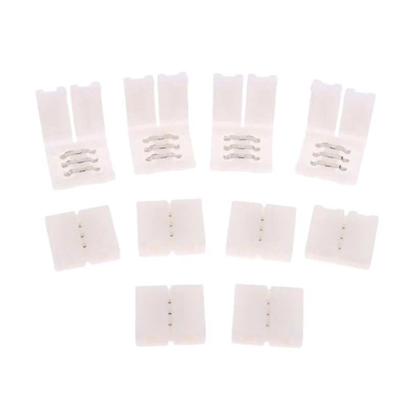 10Pcs LED Strip Connector 8MM 10MM 2Pin 3Pin 4Pin 3528 5050 RGB Single Color Solderless PCB Board Wire Free Welding Connectors