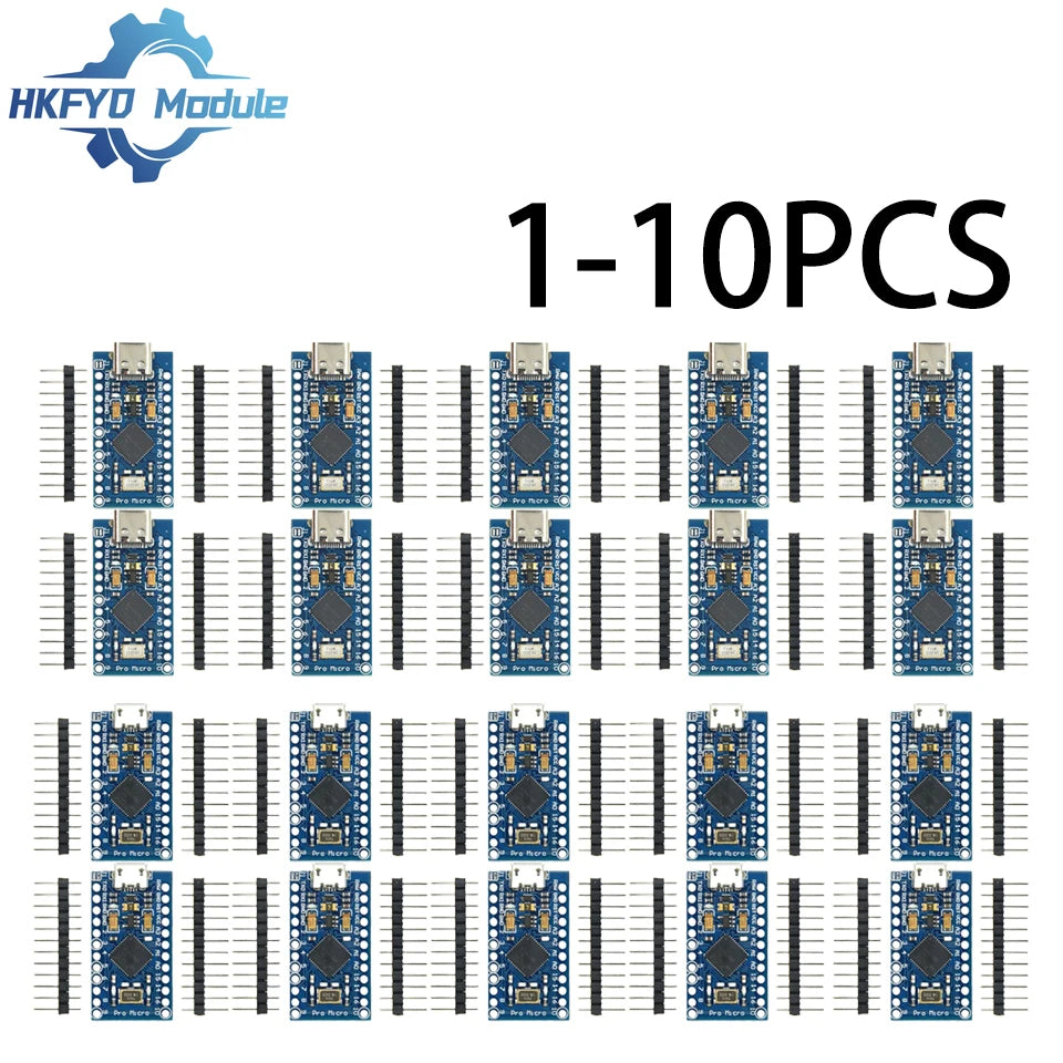 1-10pcs Pro Micro ATmega32U4 5V 16MHz Original Chip Replace ATmega328 For Arduino Pro Mini With 2 Row Pin Header For UNO R3
