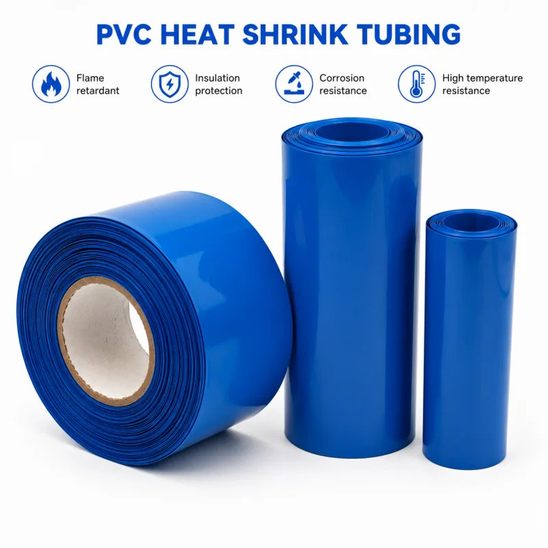 Blue PVC Heat Shrink Tube, Suitable for Insulation Film Winding of 18650 Lithium Batteries, 30mm - 300mm Lithium Battery Protect