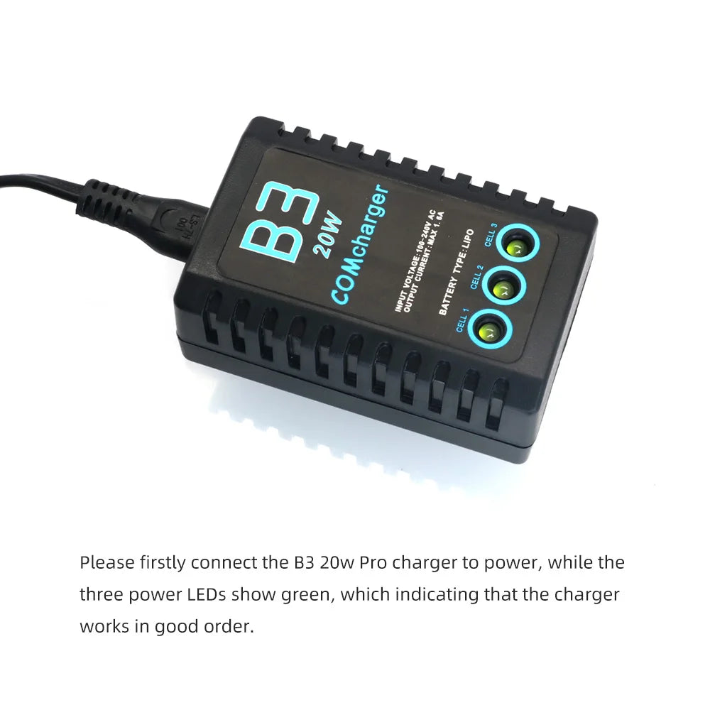 ComCharger Imax B3 20W 1.6A Compact Portable Battery Balance Charger For 7.4V 11.1V RC LiPo Battery EU US