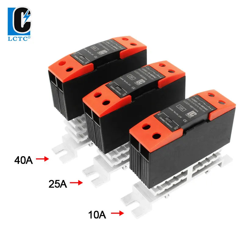 LCTC SSR Solid State Relay 10A 25A 40A DIN Rail Mounted Single Phase Relay With Heat Sink DC To AC DC To DC AC To AC 3-32VDC