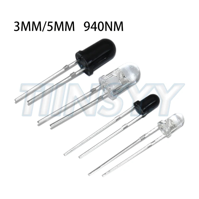10pairs 3mm 5mm 940nm LEDs Infrared Emitter and IR Receiver Diode F3 F5 Diodes for Arduino DIY