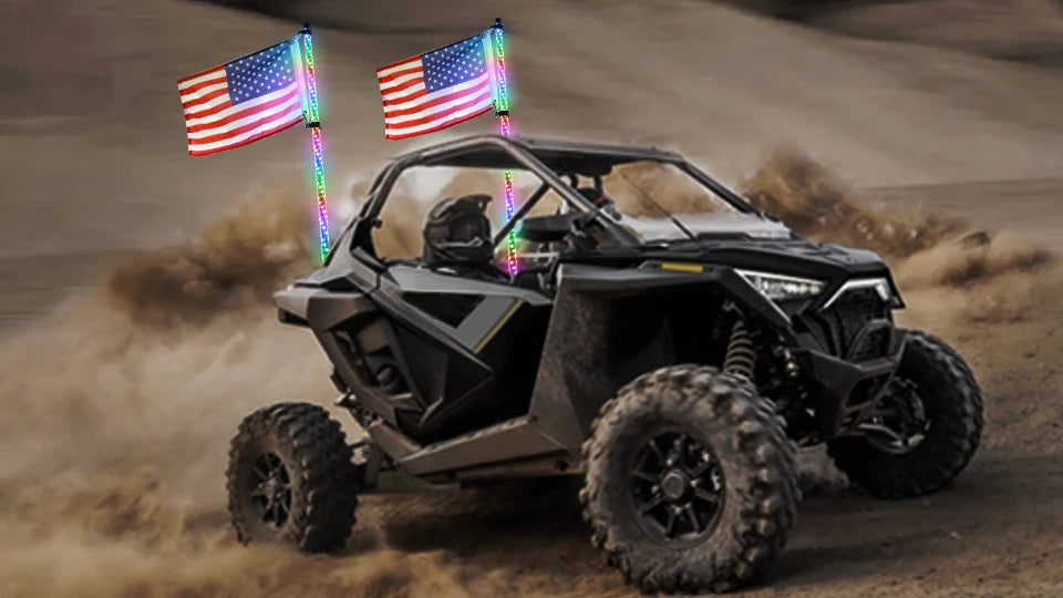 Nilight  3-6FT RGB LED Whip Light, Spiral Neon Flagpole Lights With Remote Control Color Changing Lights for ATV UTV Buggy 2PCS