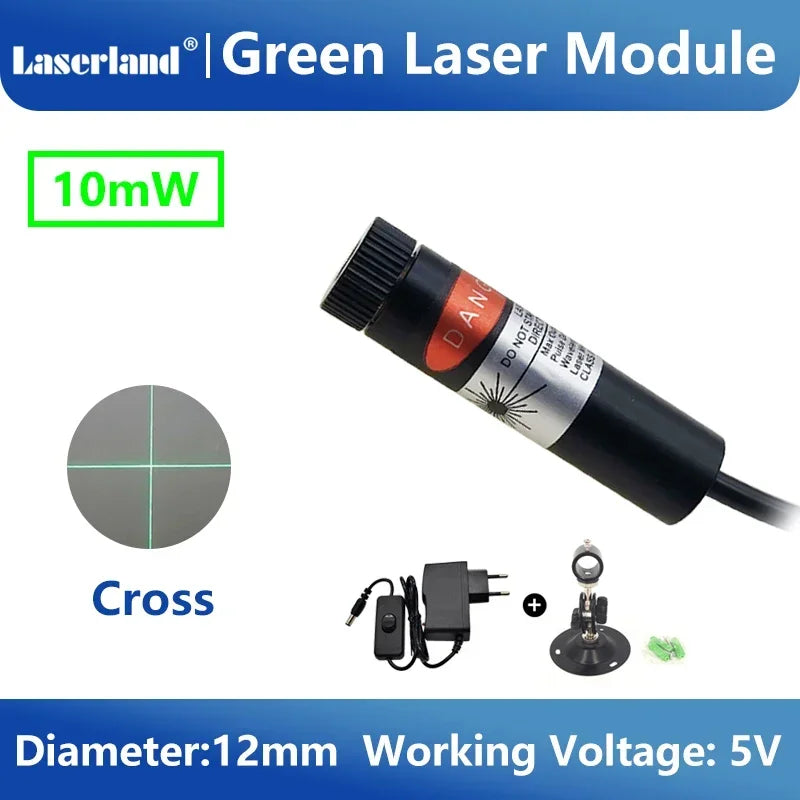 Green Laser Diode Module 10mW Dot Line Cross Projector for Alignment of Cloth Cutting Location