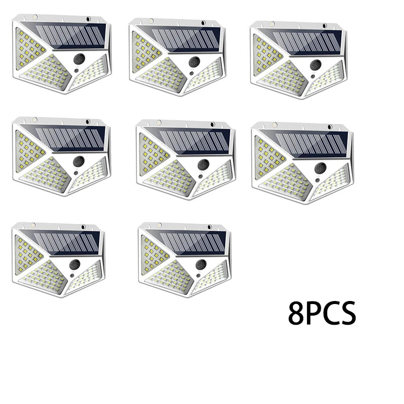 1-12 Pack Solar Lights Outdoor 100 LED Wall Lamp Motion Sensor Lights Waterproof Solar Street Light for Garden Porch Yard Garage