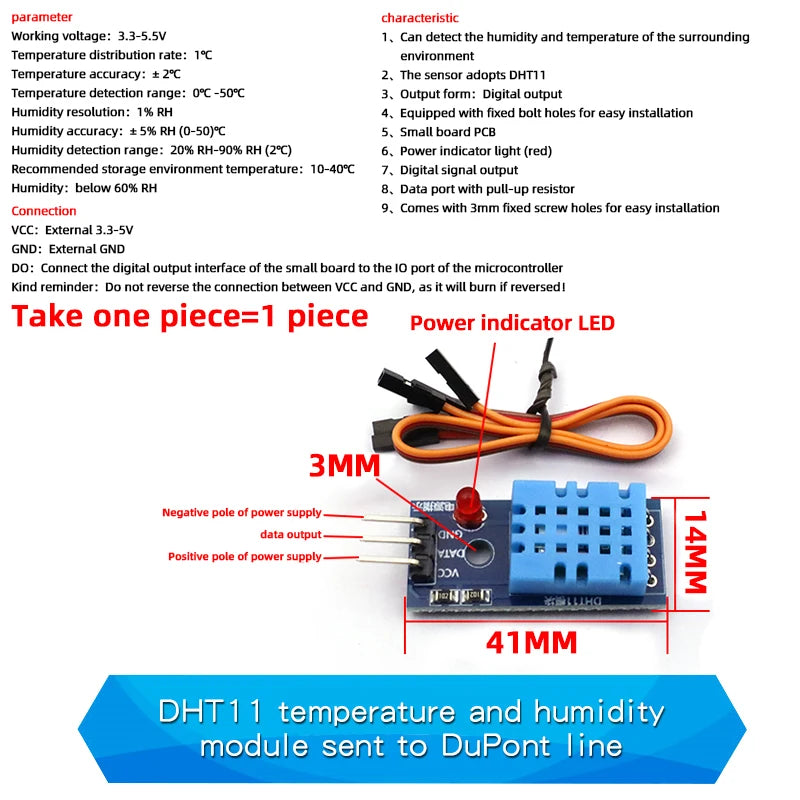 1PCS DHT11 DHT22 AM2320 Digital Temperature Humidity Sensor Module Board with DuPont Line For Arduino High Precision