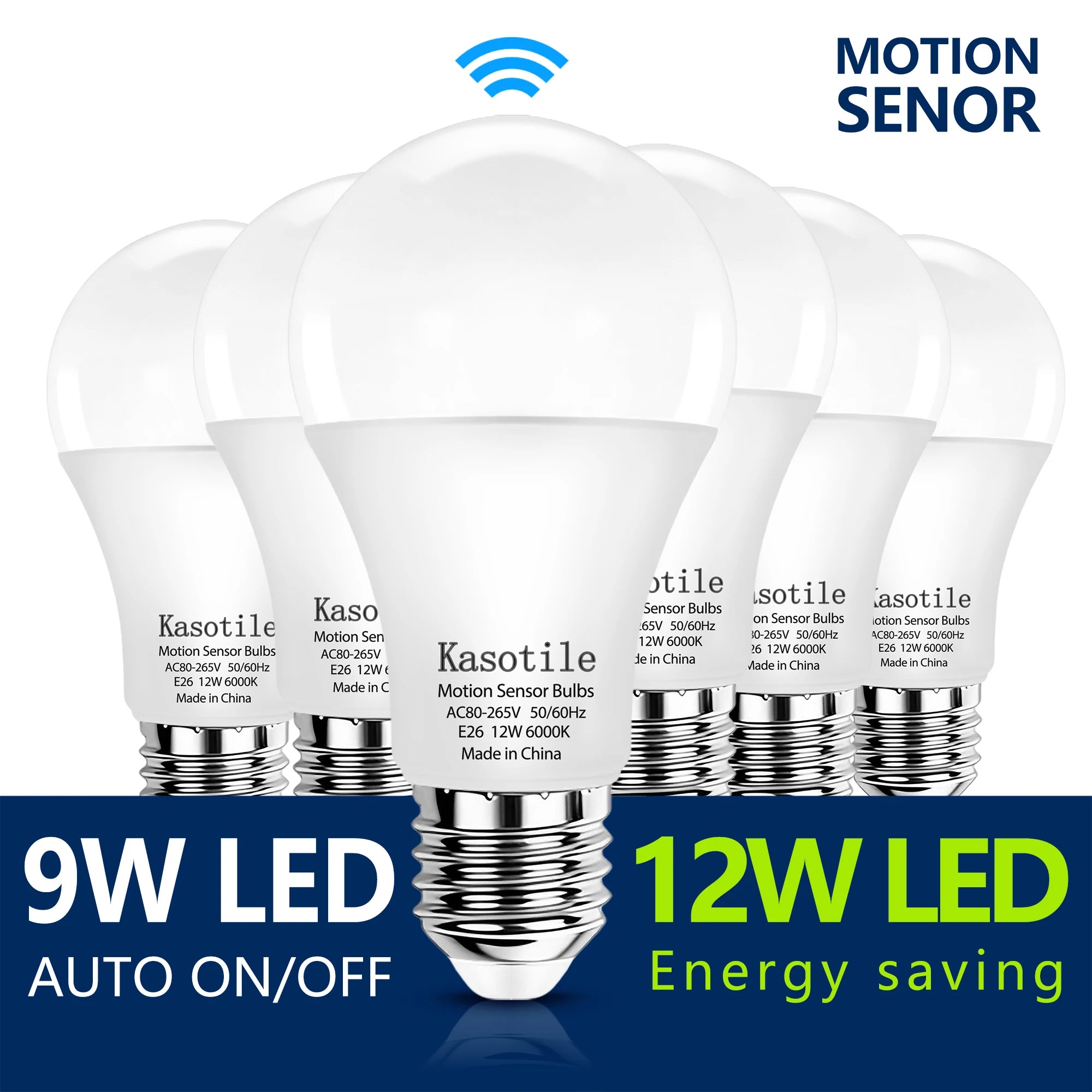 5/10 PACK 9W 12W Motion Sensor LED Bulbs E27 AC 80-265V Auto Dusk ON Dawn OFF Cold Warm Light for Garden Porch Outdoor Lighting