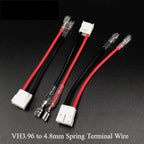 10pcs VH 3-P Open Barrel 3A 2Pin Hollow to 2.8mm/4.8mm/6.3mm Spring Spade Tab Terminal Double-Ended 18AWG 30cm Cable Assembly