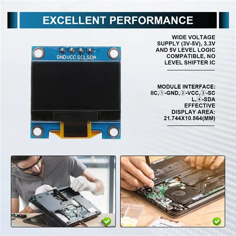 A12E-0.96 Inch IIC I2C Serial GND 128X64 OLED LCD LED Display Module SSD1306 For Arduino Kit