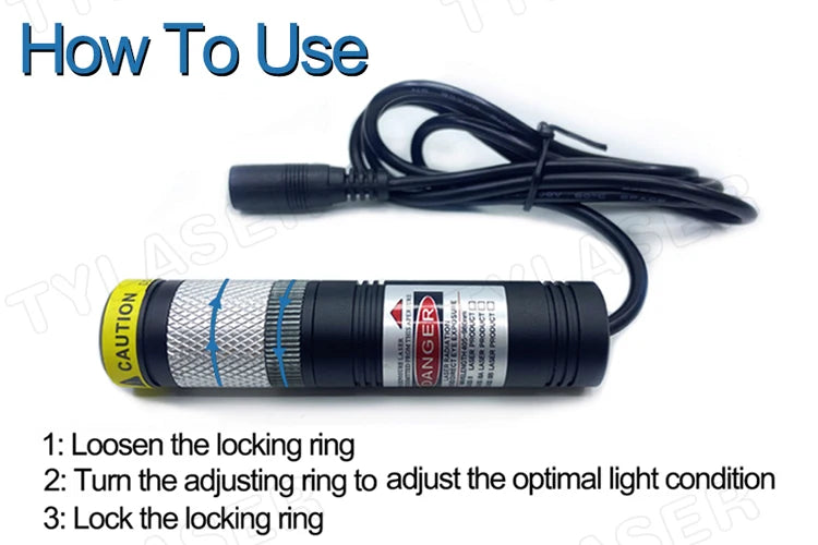 520nm Green Line Laser Module D20×90mm Waterproof Glass Len 10mW-135mW Focusable for Cutting Positioning
