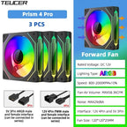 TEUCER Prism4 Forward/Reverse Fans 120MM 5V 3PIN ARGB 12V 4PIN PWM  2000RPM Hydraulic Bearing Design Stable&Quiet For Gamer