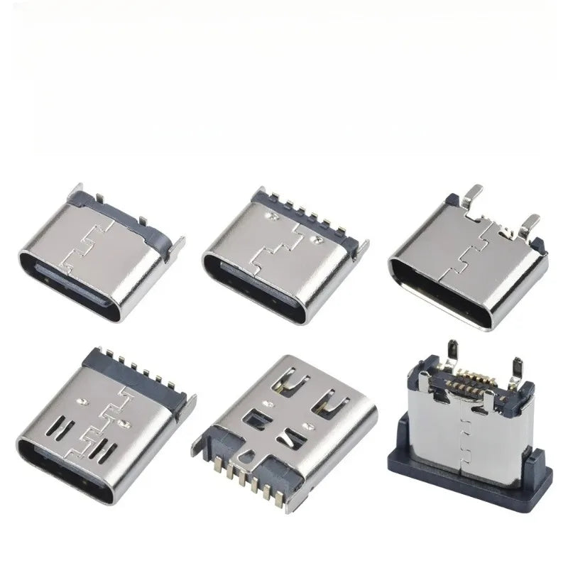 10Pcs USB Connector Type C Female Charging Port Jack 2/4/6/16 Pin Type-C Socket PCB Soldering SMD SMT DIY Repair Type C Adapter