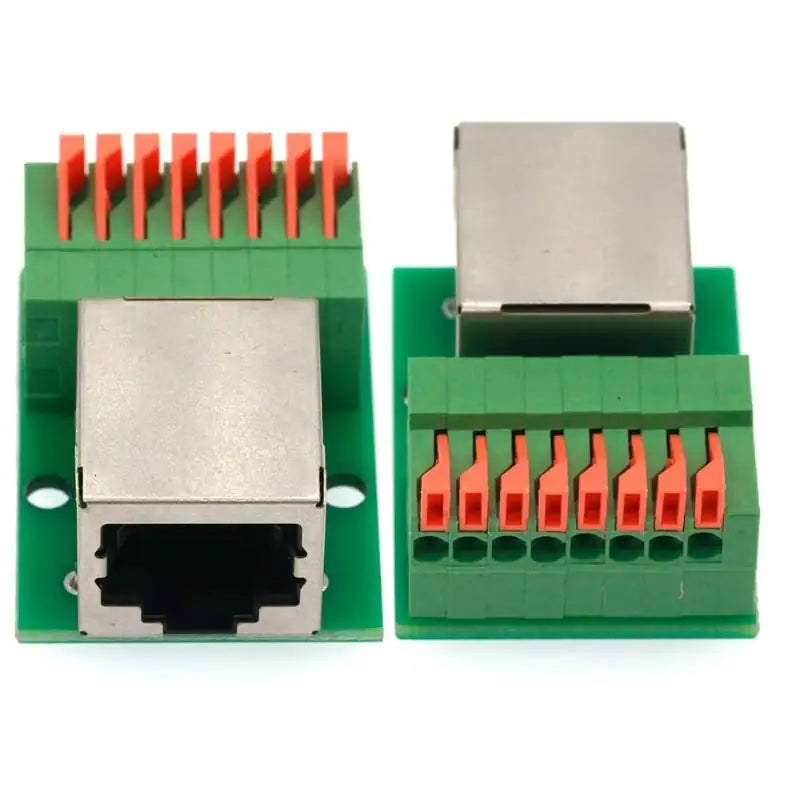 1Pc Data Adapter Board Female Socket Guide Rail Installation Terminals Connector RJ45 Network Port Terminal Block Welding Free