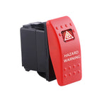 12V 24V Hazard Warning Rocker Switch Red Light Lamp Emergency Stop Toggle Switch for Car Truck RV Camper Boat Marine Waterproof