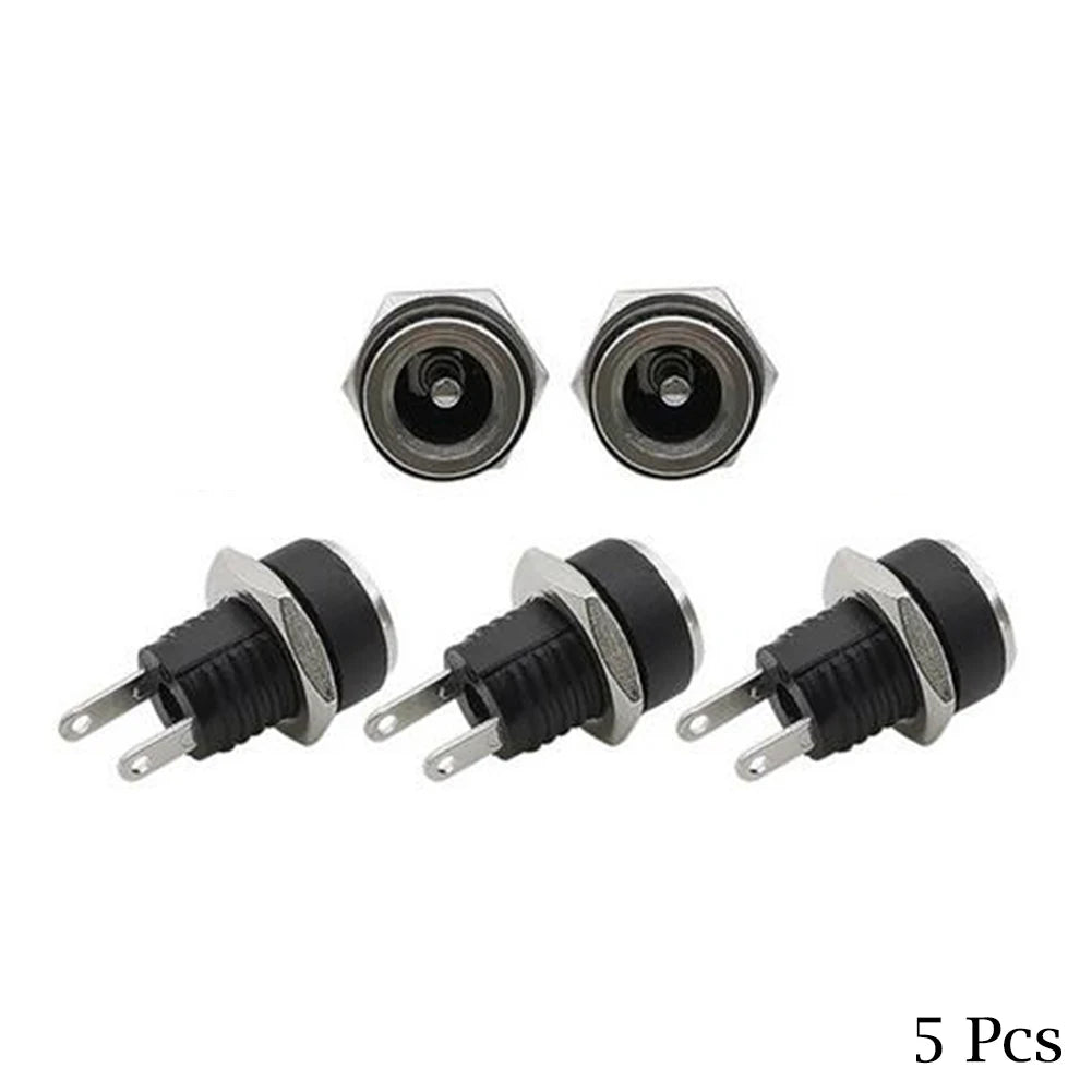 5 Pairs DC 12V Male Jack Plug Female Socket Panel Mount Power Connectors Terminals Blocks Electrical Equipment Supplies