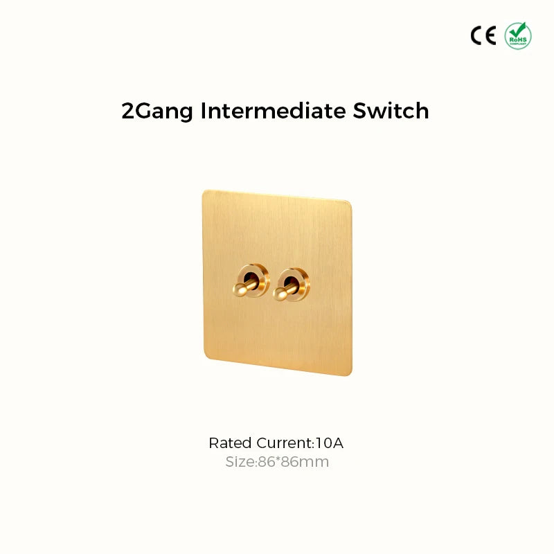 Avoir Gold Rocker Toggle Switch Brass Lever Switch Home Accessories Cat6 Type C EU Sockets And Switches 220V Push Button 86 Type