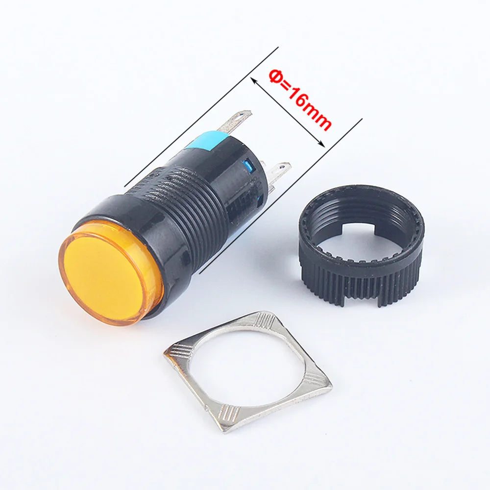5V 12V 24V 220V 16mm Plastic Momentary LED Illuminuted Maintained Self-locking Push Button Switches Latching Push Button Reset