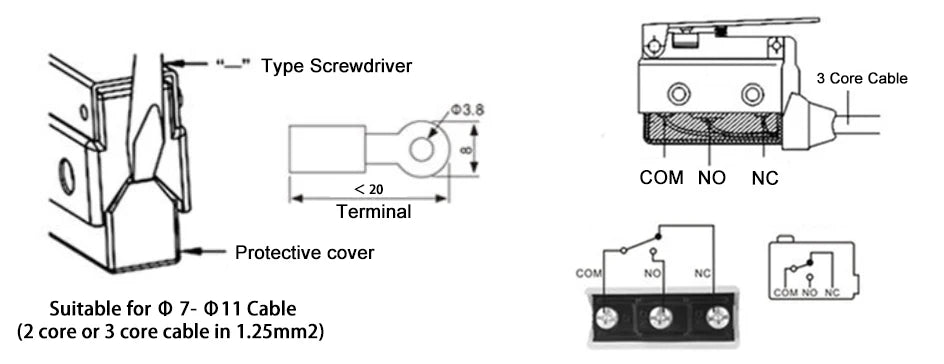 YIDI Waterproof Micro Limit Switch 10A 250V Roller Lever Arm AZ-7312 AZ-7311 AZ-7121 Horizontal Type