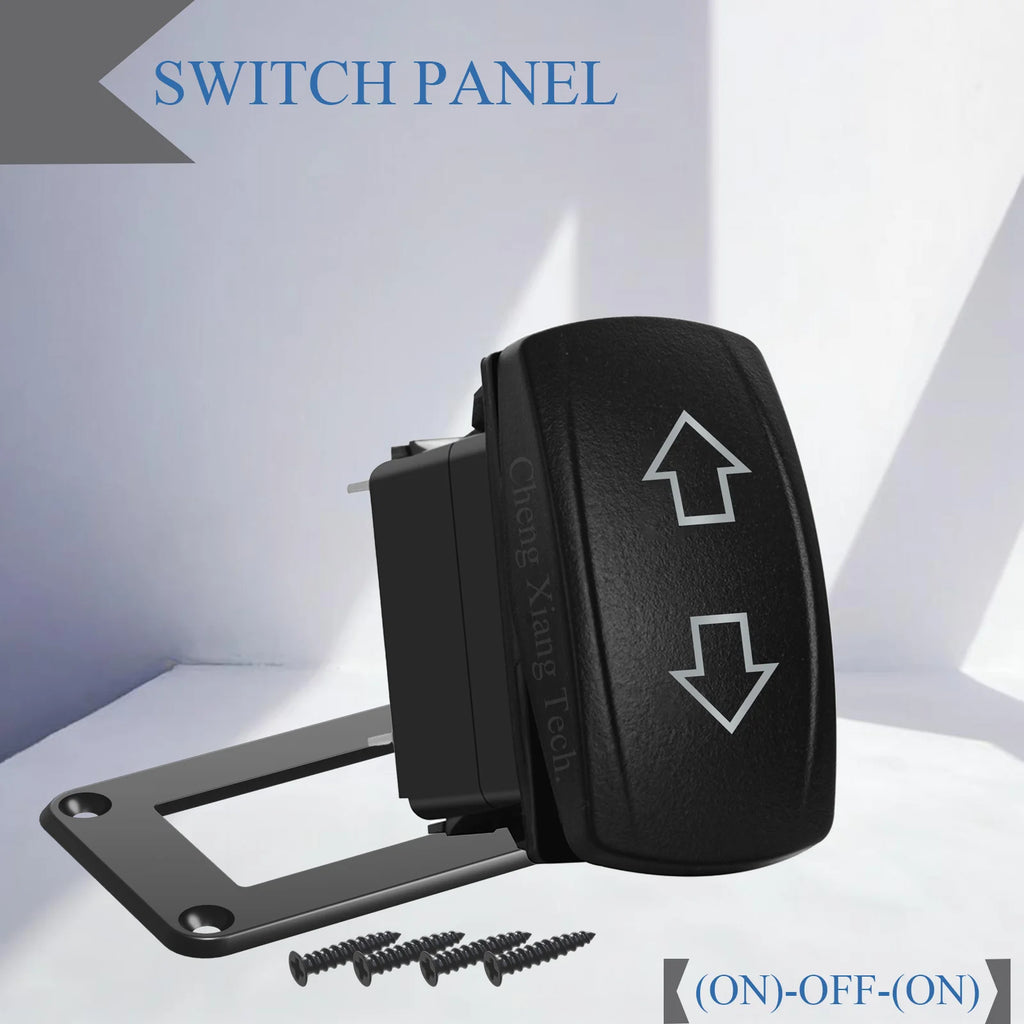 Waterproof 12V/24V 7-Pin DPDT Reverse Polarity Rocker Switch Blue LED Latching/Momentary On-Off-On for DC Linear Actuators Motor