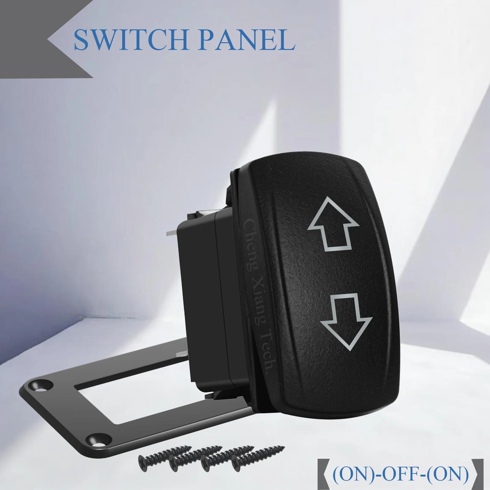 Waterproof 12V/24V 7-Pin DPDT Reverse Polarity Rocker Switch Blue LED Latching/Momentary On-Off-On for DC Linear Actuators Motor