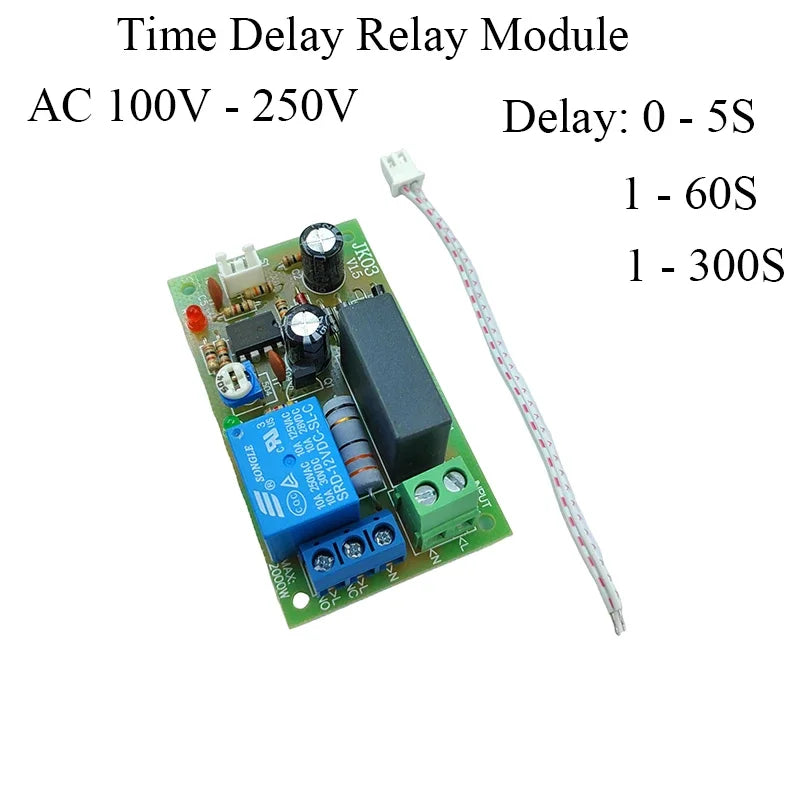 AC 110V 220V 230V 240V Time Delay Relay Module Triggle Delay Control Switch Adjustatle 5S 60S 300S Delay Timer Close Switch