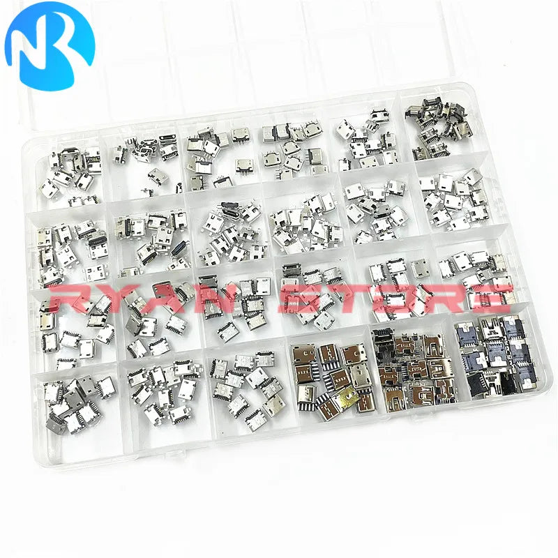 240pcs/box 24 Models Micro USB 5Pin Mini Mobile Phone Charging Accessories Connector Socket Jack For MP3/4/5