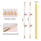 5v 12v Orange COB LED Strip Utlra Thin 2.7mm Flexible Ribbon Tape for car Lights Room Decor Amber 1800K 1900K 1m 2m 3m 5m 0.5m