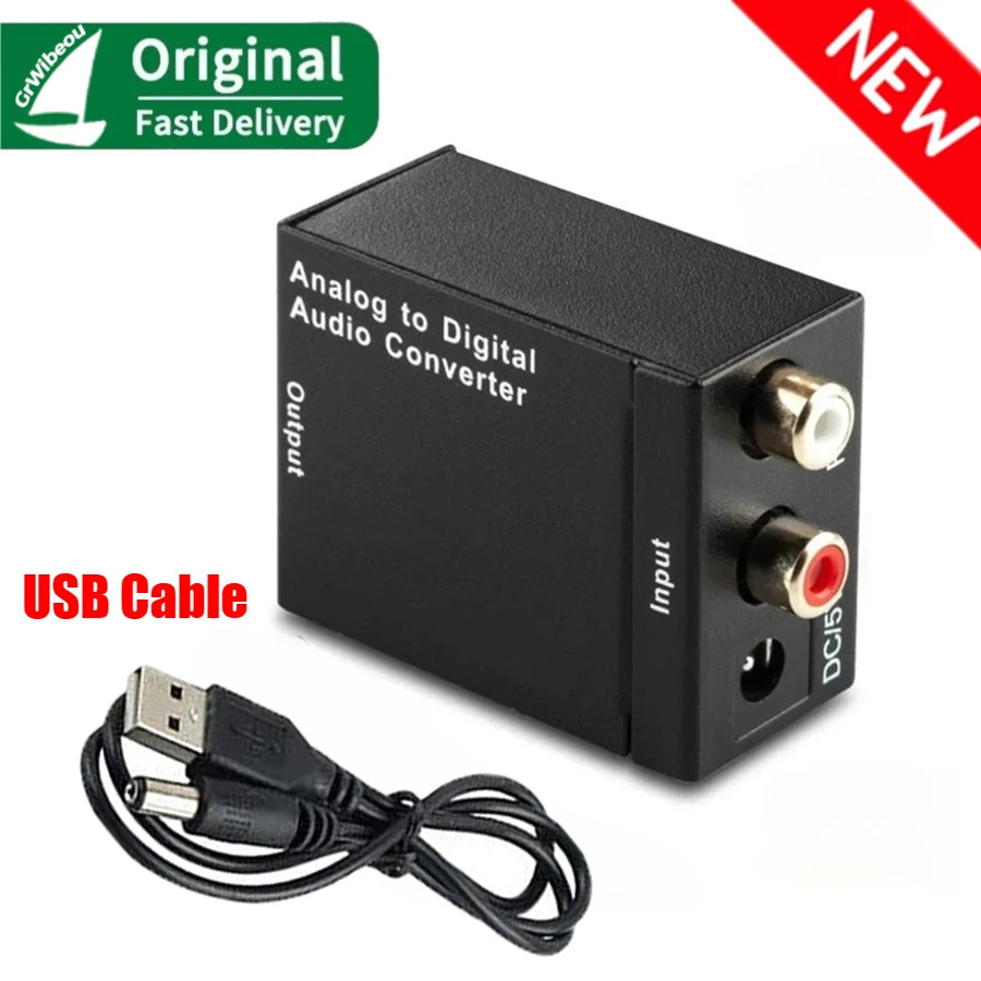 Analog To Digital ADC Audio Converter Optical Coax RCA Toslink Audio Sound Adapter SPDIF Adaptor for Apple TV for Xbox 360 DVD