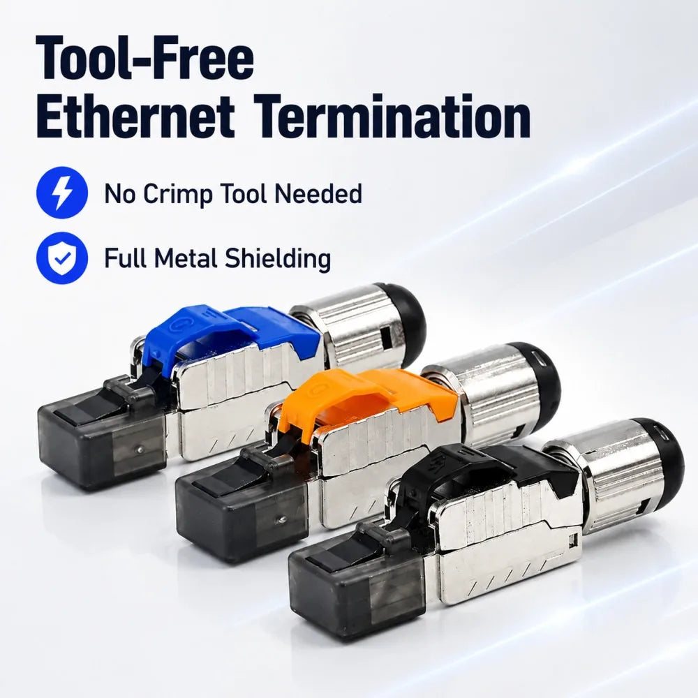 2/6/10Pcs RJ45 CAT6A Cat7 CAT8 Connectors Tool-Free Zinc Alloy Shielded 10G Ethernet Termination Plugs for 23AWG SFTP Cables