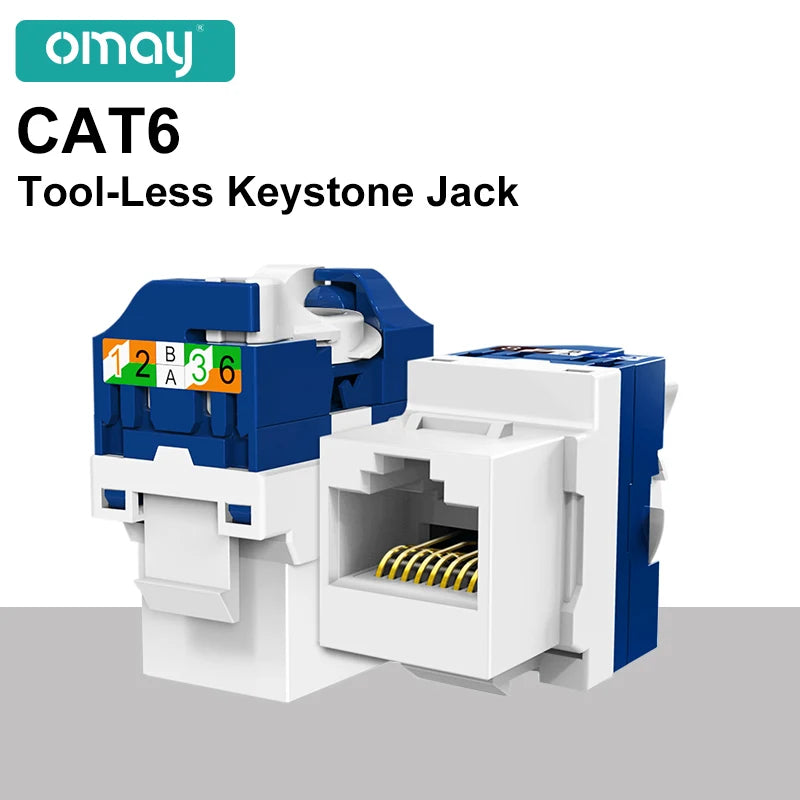 OMAY RJ45 Keystone Jack, CAT6 CAT5E CAT6A Tool Free Self-Locking Module Adapter No Punch-Down Tool Couplers