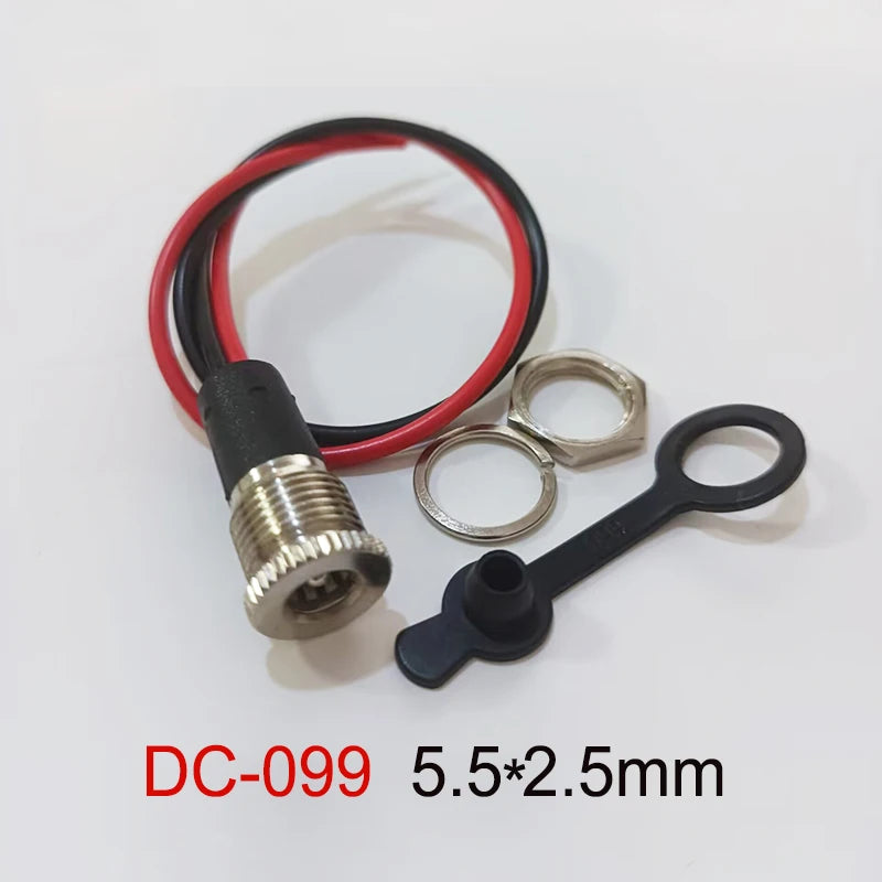 5.5*2.5/5.5*2.1mm Electric Lithium Battery Bicycle Connection Charging Port DC Power Supply Female Head With Cable Wired Socket