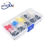25PCS Tactile Push Button Switch Momentary 12*12*7.3MM Micro Switch Button + 25PCS Tact Cap(5 colors) for Arduino Switch