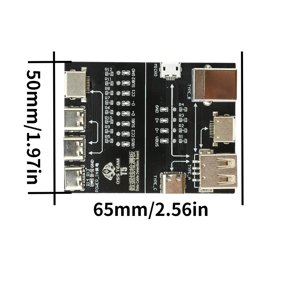 T5 USB Cable Tester Board Multi-Function Interface Cable Testing Module Rapid Detection For Lightning Type-C Micro USB
