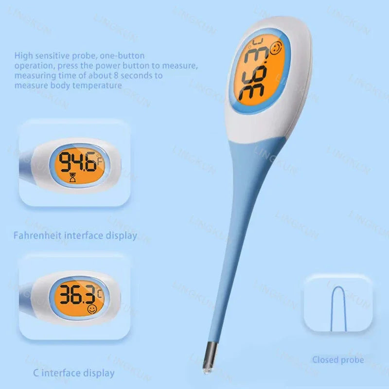Professional Animal Digital Thermometer with Soft Probe Blue Digital Pet Dog Cat Veterinary Thermometer Waterproof Equipment