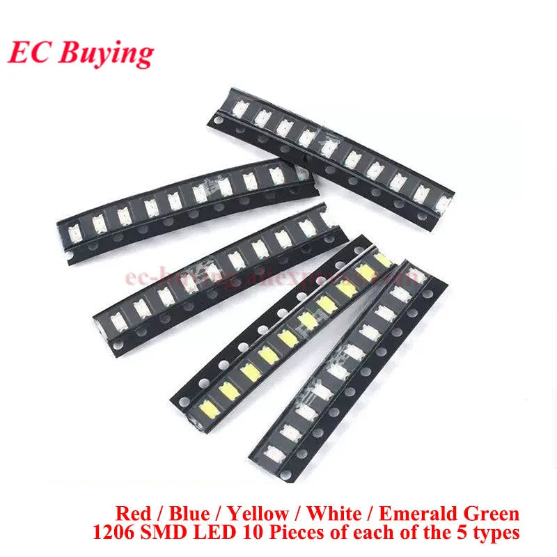 390Pcs/50pcs 0402 0603 0805 1206 3528 2835 5050 5730 SMD LED Kit Diodes Light Emitting Chip Surface Mount Diodo Red/Green/Blue