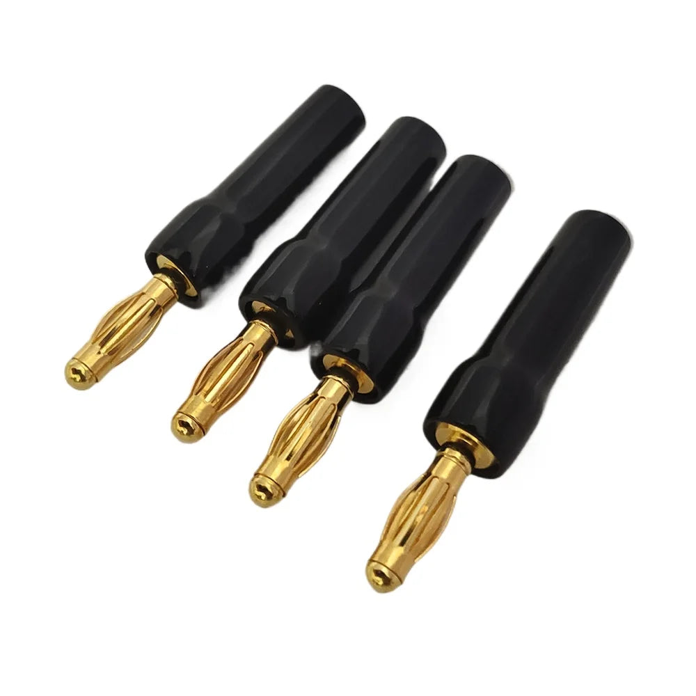 4PCS 4mm L-shaped Right Angle Banana Plug Soft Plastic Shell 90 Degree Banana Connector Red Black for Audio Video Speaker