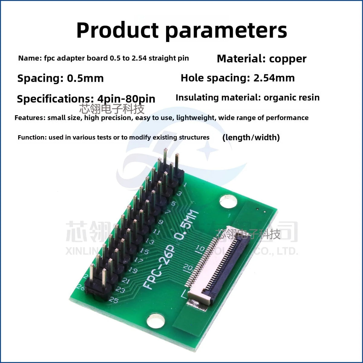 FFC/FPC Adapter Board 0.5/1.0mm To Straight/bent 2.54 Pin Header  4/6/12/24/40-80P Flex Cable Adapter