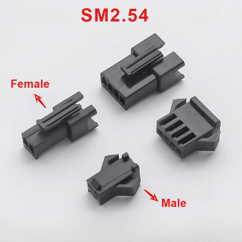 50PCS SM 2.54mm Pitch Female Male Housing SM-2P SM-2R SM2.54 2/3/4/5/6/7/8/9/10/11/12 Pin SM2.54 Plug Shell Crimp Terminals