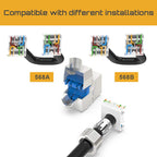 Hoolnx CAT8 CAT7 CAT6A CAT6 Tool less RJ45 Keystone Jack, Metal Zinc Alloy Self-locking Tool Free STP Shielded Module Coupler