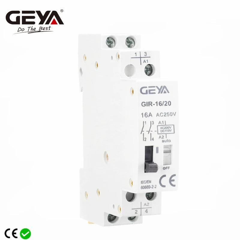 GEYA GIR Mechanical Impulse Relay Household Bistable Latching Auto Control Relay 16A 1NO 2NO Coil 230V AC 110V DC
